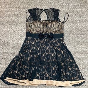 Black and cream laced formal MIDI dress